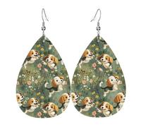 Ohrringe mit Beagle-Welpen-Aufdruck für Damen, modische tropfenförmige Leder-Ohrringe für Frauen, trendige, bunte Tränenohrringe, Schmuck