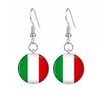 Ohrringe mit Flaggenmotiv von Italien in Clip-On-, Ohrstecker- und Tropfenform., 1.2cm x 1.2cm, Edelstahl