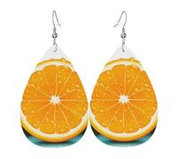 Ohrringe mit frischen orangefarbenen Früchten für Damen, tropfenförmig, Leder, doppelseitig, baumelnd, leicht, Damen-Ohrschmuck, Schmuck, modisches Geburtstagsgeschenk