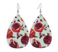 Ohrringe mit Granatapfelmuster für Damen, Tropfenform, Leder, doppelseitig, baumelnd, leicht, Damen-Ohrschmuck, Schmuck, modisch, Geburtstagsgeschenk