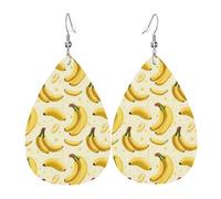 Ohrringe mit leuchtendem Bananen-Druck für Damen, modische tropfenförmige Leder-Ohrringe für Damen, trendig, farbenfroh, Tropfenohrring Schmuck