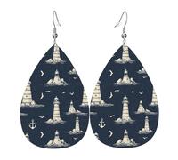 Ohrringe mit Leuchtturm-Anker-Möwen-Druck für Damen, modische Tränen-Leder-Ohrringe für Frauen, trendige, bunte Tränenohrringe, Schmuck