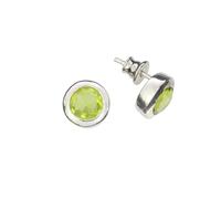 Ohrringe mit Peridot von Artisana-Schmuck, elegante runde Ohrstecker aus 925/000 Sterling Silber und Peridot