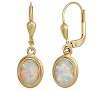 Ohrringe Ohrhänger Boutons mit Opal oval 333 Gold Gelbgold Ohrschmuck Damen