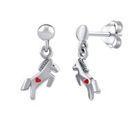 Ohrringe Pferd aus Silber 925 mit roten Herzchen Sixteen