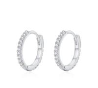 Ohrringe Platin PT950 mit Labor Erstellt Diamant, Ewigkeit Creole