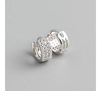 Ohrringe Silber 925 Creolen,Kreative Breite Eingelegte Reihe Diamant Zirkonia Eleganter Charme Hypoallergene Klappohrringe Feiner Kreis Endlosschleifenschmuck Für Damen Männer Mädchen Heiraten Mu