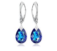 Ohrringe Silber 925 Hängend für Damen Ohrhänger Hängeohrringe mit Birne Kristallen Stein 12 Geburtsstein Schmuck für Sie Zirkonia Lange Ohrringe Mädchen Geschenk