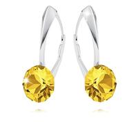 Ohrringe Silber 925 Hängend für Damen Ohrhänger Hängeohrringe mit Rund Xirius Kristallen Stein 12 Geburtsstein Schmuck für Sie Ohrringe Mädchen Geschenk Muttertag (06-Juni - Light Topaz)
