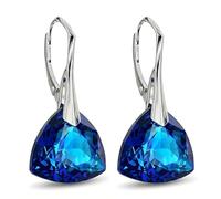 Ohrringe Silber 925 Hängend für Damen Ohrhänger Hängeohrringe mit Triangel Kristallen Dreieck Stein 12 Geburtsstein Schmuck für Sie Ohrringe Mädchen Geschenk Muttertag (11-November - Bermuda)
