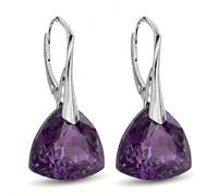 Ohrringe Silber 925 Hängend für Damen Ohrhänger Hängeohrringe mit Triangel Kristallen Dreieck Stein 12 Geburtsstein Schmuck für Sie Ohrringe Mädchen Geschenk Muttertag (09-September - Amethyst)