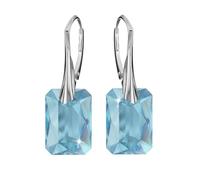 Ohrringe Silber 925 Hängend für Damen Ohrhänger Lange Ohrringe Hängend mit Kristallen Rechteckig Schmuck für Sie Hängeohrringe Mädchen Geschenk für eine Frau Handmade: Ohrringe (Aquamarine)