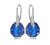 Ohrringe Silber 925 Hängend für Damen Ohrhänger Lange Ohrringe Hängend mit Kristallen Schmuck Mädchen Hängeohrringe für Sie Geschenk für eine Frau Handmade: Ohrringe (Bermuda Blue)