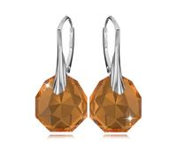 Ohrringe Silber 925 Hängend für Damen Ohrhänger Lange Ohrringe Hängend mit Kristallen Schmuck Mädchen Hängeohrringe für Sie Geschenk für eine Frau Handmade: Ohrringe (Amber)