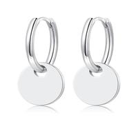 Ohrringe Silber 925 Ohrringe Silber Hängend für Damen Mädchen Herren, Creolen Silber 925 Rund 14K Gold Huggie Creolen Rosegold Ohrhänger Geschenk (Silber)