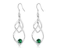 Ohrringe Silber 925 Ohrstecker für Damen Herren Mädchen, Ohrhänger mit Grüne Zirkonia Ohrringe Hängend für Frauen