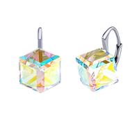 Ohrringe Würfel mit Swarovski Crystals Silber 925 Aurora Boreale