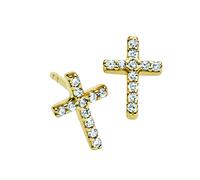 Ohrstecker 22-268 Kreuz Silber 925 vergoldet Zirkonia