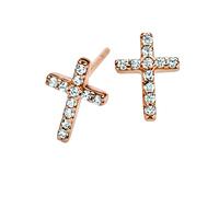 Ohrstecker 22-270 Kreuz Silber 925 rosévergoldet Zirkonia