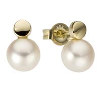 JOBO Ohrstecker 585 Gold Gelbgold 2 Süßwasser Perlen Ohrringe