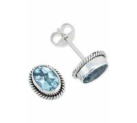 Ohrstecker 925 Silber Blau Topas hellblauer Stein Edelstein Ohrringe echt Silber Damen Sterling Silber Stecker Geschenk(MOS-021-62)