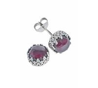 Ohrstecker 925 Silber Granat roter Stein Edelstein Ohrringe echt Silber Damen Sterling Silber Stecker Geschenk (MOS-105-02)