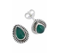 Ohrstecker 925 Silber grüner Onyx Stein Edelstein Ohrringe echt Silber Damen Sterling Silber Stecker Geschenk(MOS-055-14)