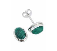 Ohrstecker 925 Silber Malachit grüner gestreifter Stein Edelstein Ohrringe echt Silber Damen Sterling Silber Stecker Geschenk(MOS-039-10)