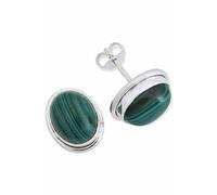 Ohrstecker 925 Silber Malachit grüner gestreifter Stein Edelstein Ohrringe echt Silber Damen Sterling Silber Stecker Geschenk(MOS-064-10)