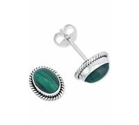 Ohrstecker 925 Silber Malachit grüner gestreifter Stein Edelstein Ohrringe echt Silber Damen Sterling Silber Stecker Geschenk(MOS-021-10)