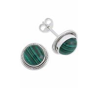 Ohrstecker 925 Silber Malachit grüner gestreifter Stein Edelstein Ohrringe echt Silber Damen Sterling Silber Stecker Geschenk(MOS-052-10)