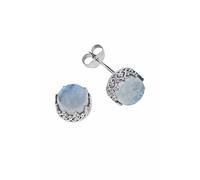 Ohrstecker 925 Silber Mondstein weißer Stein schimmer Edelstein Ohrringe echt Silber Damen Sterling Silber Stecker Geschenk (MOS-105-04)