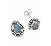 Ohrstecker 925 Silber Mondstein weißer Stein schimmer Edelstein Ohrringe echt Silber Damen Sterling Silber Stecker Geschenk(MOS-055-04)