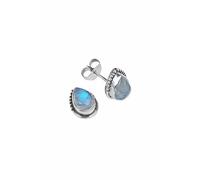 Ohrstecker 925 Silber Mondstein weißer Stein schimmer Edelstein Ohrringe echt Silber Damen Sterling Silber Stecker Geschenk (MOS-103-04)