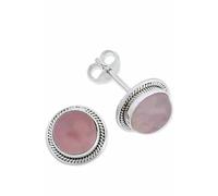 Ohrstecker 925 Silber Rosenquarz rosa Stein Edelstein Ohrringe echt Silber Damen Sterling Silber Stecker Geschenk(MOS-052-07)