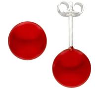 Jobo Damen Ohrstecker 925 Sterling Silber 2 Muschelkern Perlen rot 8 mm Perlenohrstecker
