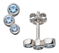 Ohrstecker 925 Sterling Silber rhodiniert 6 Spinelle hellblau blau Ohrringe