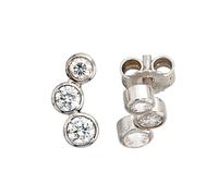 Ohrstecker 925 Sterling Silber rhodiniert 6 Zirkonia Ohrringe Silberohrstecker