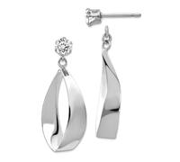 Ohrstecker aus 14 Karat Weißgold, Chirurgenstahl, poliert, oval, mit Zirkonia, 28 x 11 mm, breite Ohrringjacke für Damen