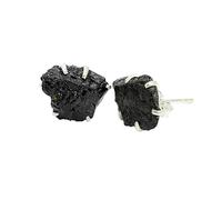 Ohrstecker aus 925er-Sterlingsilber mit natürlichem, unbehandeltem, schwarzem Turmalin, handgefertigter Schmuck für Damen, RSE452