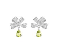 Ohrstecker Aus Massivem 925Er Sterlingsilber mit Funkelnden Zirkonia Schleifen für Frauen und Teenager Schleife Granat Tropfenohrringe Party und Weihnachtsschmuck für Mütter Ehefrauen und Mädch