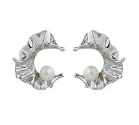 Ohrstecker aus Naturperlen, Ohrringe aus 925er Sterlingsilber, handgefertigte Perlenohrringe, leichter Naturschmuck. (Gefaltete C-förmige Ohrstecker)