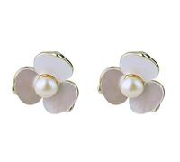 Ohrstecker aus Naturperlen, Ohrringe aus 925er Sterlingsilber, handgefertigte Perlenohrringe, leichter Naturschmuck. (Ohrringe in Blumenform)