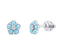 Ohrstecker aus Silber 925 Blume Helene mit Brilliance Zirconia und blauen Crystals