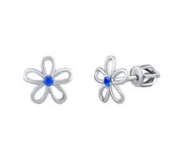 Ohrstecker aus Silber 925 Blume mit blauen Brilliance Zirconia