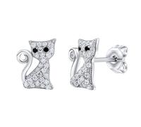 Ohrstecker aus Silber 925 Katze Bessie mit Brilliance Zirconia