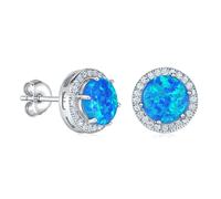 SILVEGO Damen Ohrringe aus 925 Sterling Silber mit blauem Opal Ohrstecker