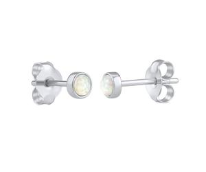 Ohrstecker aus Silber 925 mit synthetischem weißem Opal