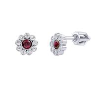 Ohrstecker aus Silber 925 rote Blumen Celeste mit Brilliance Zirconia Damen- und Kinderohrringe