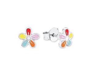 Ohrstecker Blüte für Mädchen aus 925er Silber, Emaille